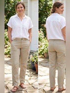 COLDWATER CREEK NATURAL FIT KHAKI UTILITY CARGO PANTS,size 16